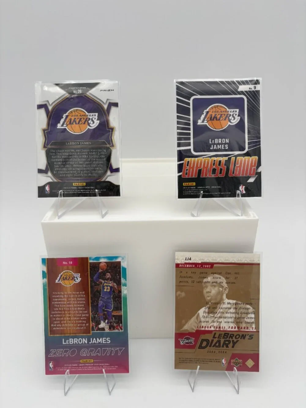 Used Bundle of 4 Lebron James 3 LA Lakers And 1 High School Baketball Cards